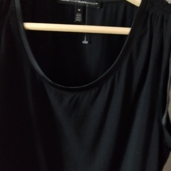 White House Black Market Tie Shoulder Tank Top Medium Black Cotton Modal Stretch - Picture 7 of 8